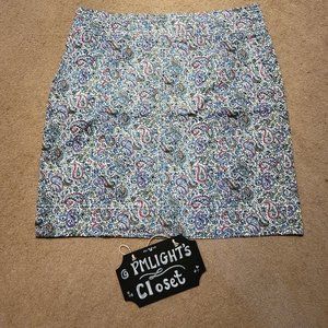 Talbots 10P Paisley Floral Mini Skirt Blue Green Pink
